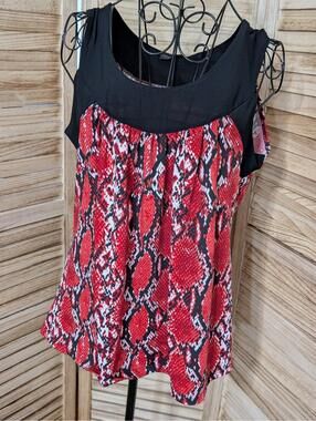JM Fleurette Animal Print Tank Top M Red And Black
